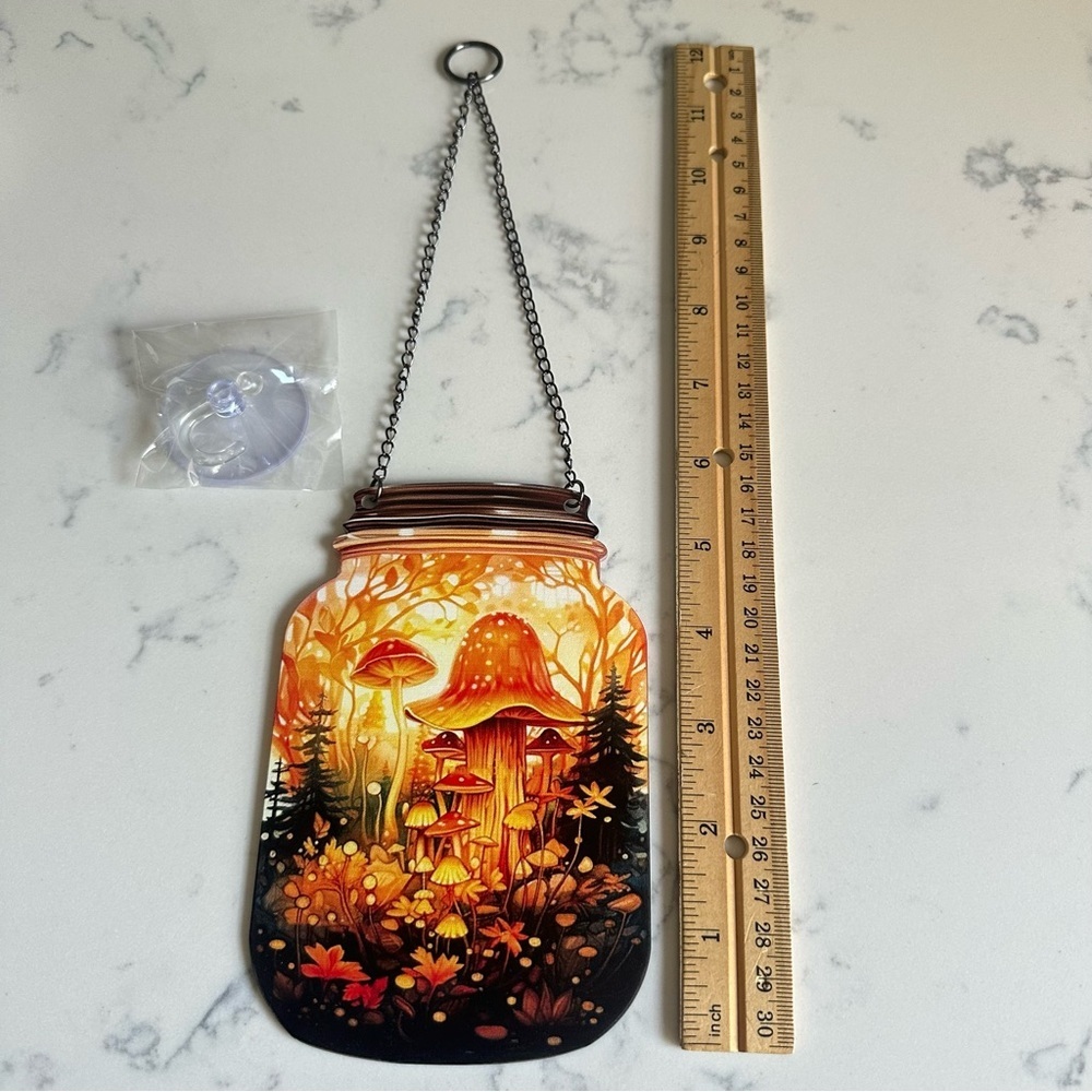 Mushroom Fantasy Painted Acrylic Mason Jar Suncatcher
Hanging Cottage Home Decor - Picture 9 of 10